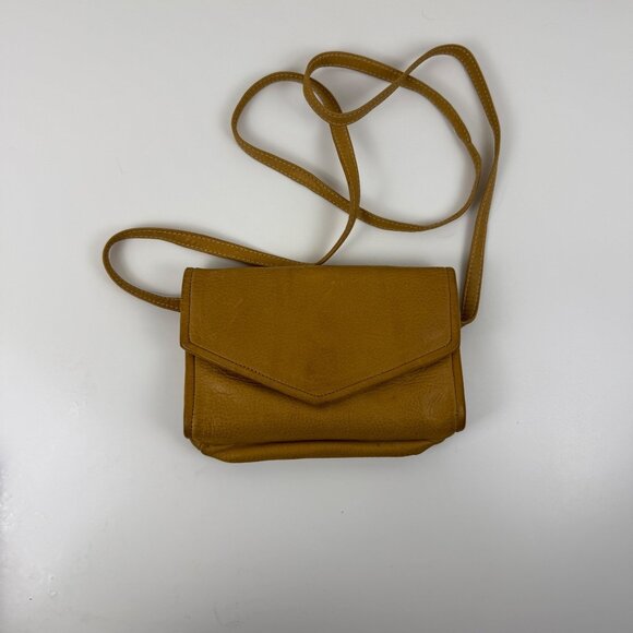 Julia Duren Raingaurded Brown Leather Crossbody Clutch Bag Minimalist Boho - Picture 1 of 9